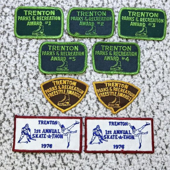 VTG New Jersey TRENTON PARKS & RECREATION Ice Figure Skating 9 Patch Lot Skate - Picture 11 of 11